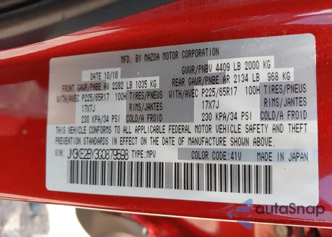 2016 Mazda Cx-5 Sport from USA, damaged, VIN JM3KE2BY3G0879598